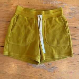 Madewell Mustard Yellow Waffle Knit Shorts with Drawstring